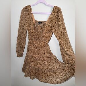 Francesca's Collections Tan Long Sleeve Dress